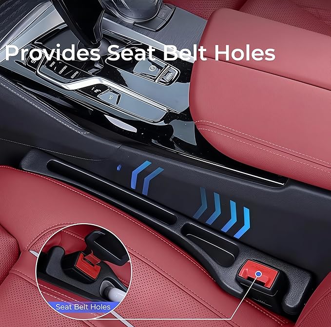 Car Seat Gap Filler Set of 2, Soft Foam Multifunctional Seat Side Gap Filler with Organizer, Universal Fit Car SUV, Truck Fill The Gap Between Seat & Console(Black)