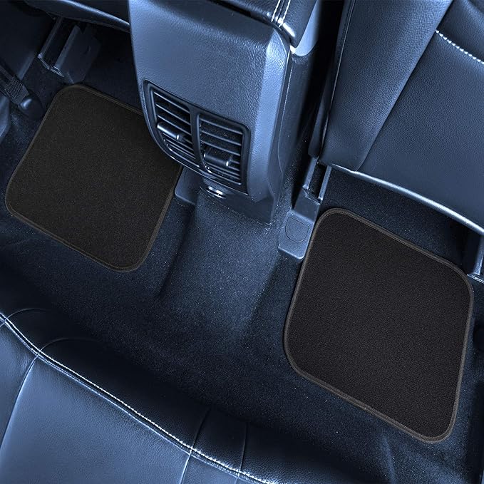 FH Group Color-Block Carpet Car Floor Mats – Non-Slip, Faux Leather Accents, Universal Fit for Sedan, SUV & Truck – Full Set Red