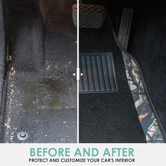 FH Group Automotive Floor Mats – Universal Fit Premium Carpet Car Mats with Driver Heel Pad, Full Set for Cars, SUVs & Trucks - Camo