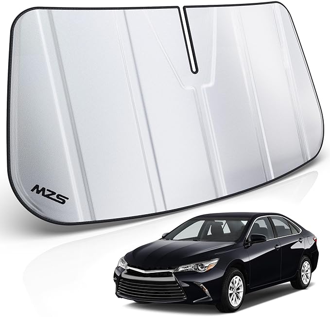 MZS Windshield Sun Shade Compatible with Camry 2012-2017, Foldable Car Front Window Sunshade with Storage Pouch, Sun Visor Shield for Interior Protector