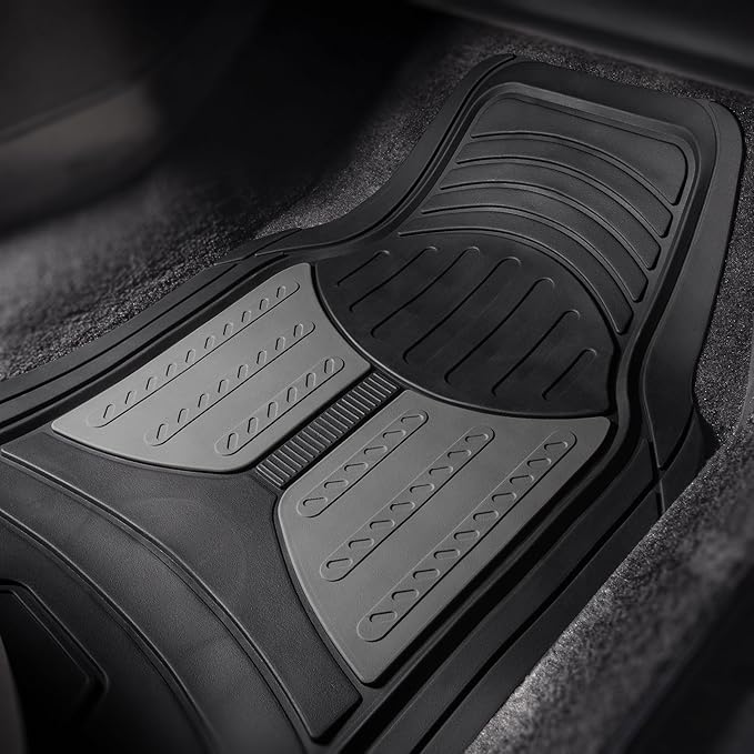 FH Group Automotive Floor Mats - Heavy-Duty Monster Eye Floor Mats for Cars, Universal Fit Full Set, Climaproof Floor Mats, Trimmable Floor Mats for Most Sedan, SUV, Truck Floor Mats Rubber Gray