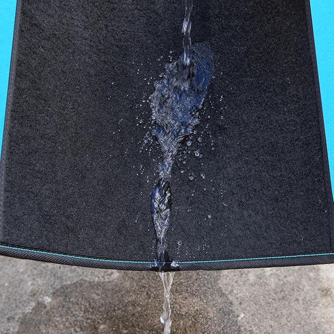 CAR PASS Waterproof Universal Fit Car Floor Mats, Faux Leather Car Carpet Mats, Car Mats with Anti-Slip Nibbs Backing & Driver Heel Pad Fit for SUV,Vans,sedans, Trucks,Set of 4pcs(Light Blue)