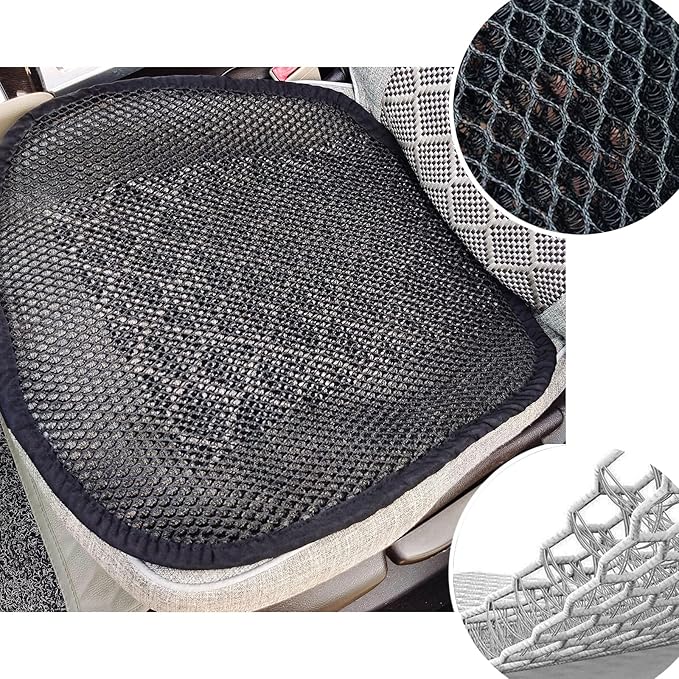 Summer Cool 3D Air Mesh Breathable Vented Car Seat Cushion Pad,Universal Auto Back Cooling Ventilated Seat Cover for Car SUV Truck Van Pickup for Driving Seat(Black, 1 Pack seat pad)