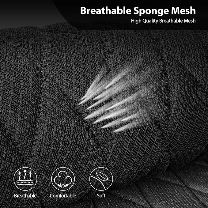 CAR PASS Thick Foam 3D Air Mesh Leather Rear Bench Car Seat Covers, Breathable Deluxe Anti Slip Automotive Back Seat Cover Universal Fit for 95% Sedans SUVs Vans Trucks, Solid Black