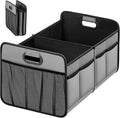 Simple Deluxe Car Trunk Organizer, Collapsible 2 Compartments Trunk Storage, Anti-slip Design, Made of Waterproof 600D Oxford Polyester, Suitable for SUV, Minivan, Truck, Standard Size, Grey