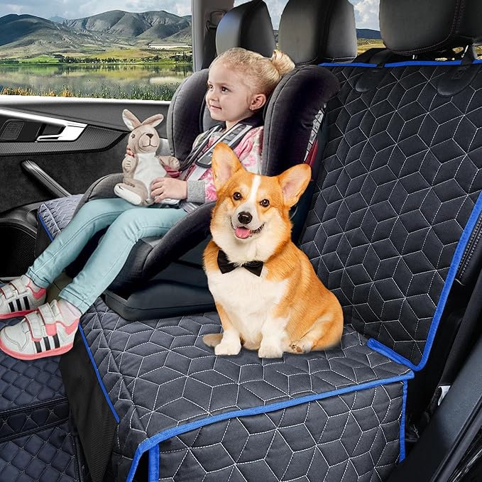 Meginc Back Seat Cover for Dogs, Washable Bench Seat Covers for Trucks,Dog Car Seat Covers for Ford f150/Ram1500/Nissan Frontier/Toyota Tacoma/GMC Canyon/Silverado (Blue)