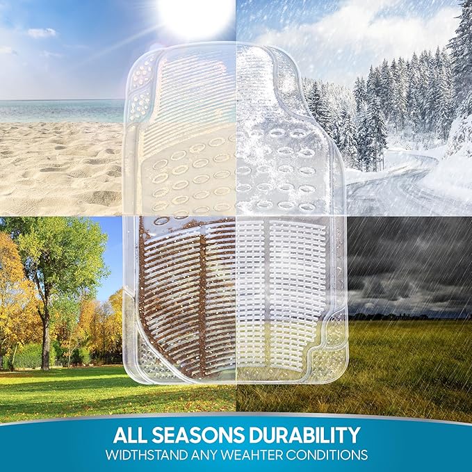 BDK Heavy Duty 4pc Front & Rear Rubber Floor Mats for Car SUV Van & Truck - All Weather Protection Universal Fit, Clear