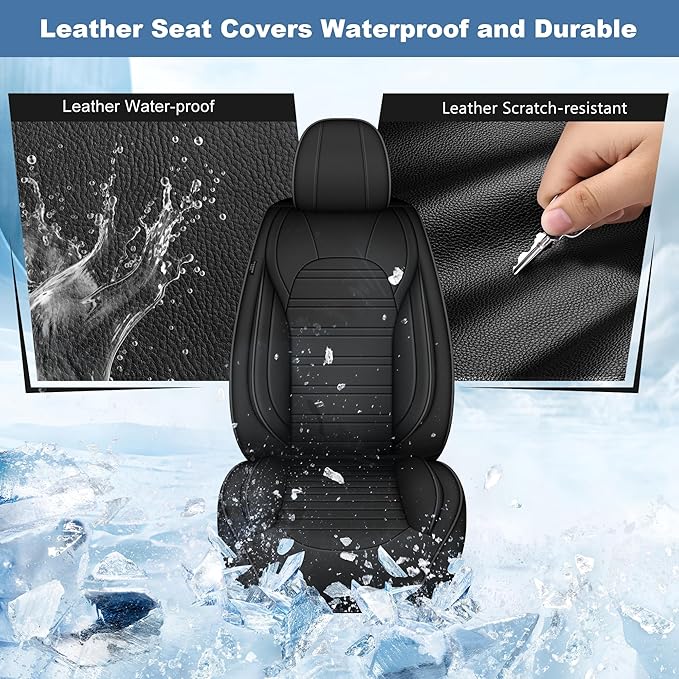 Ahsrnl Seat Covers Fit for Subaru Crosstrek 2016-2025 2026 Faux Leather Waterproof Seat Covers (Full Set, Black)