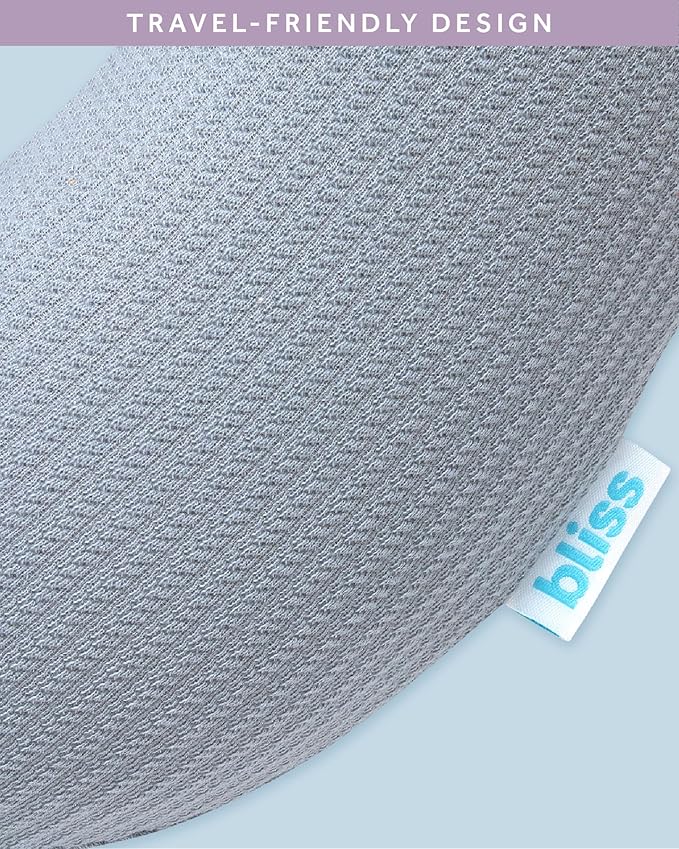 Bliss Neck Pillow - Lightweight U-Shaped Memory Foam Travel Neck Pillow with Snap Closure for Airplanes, Traveling, Offices, Cars, Grey Sweater Knit