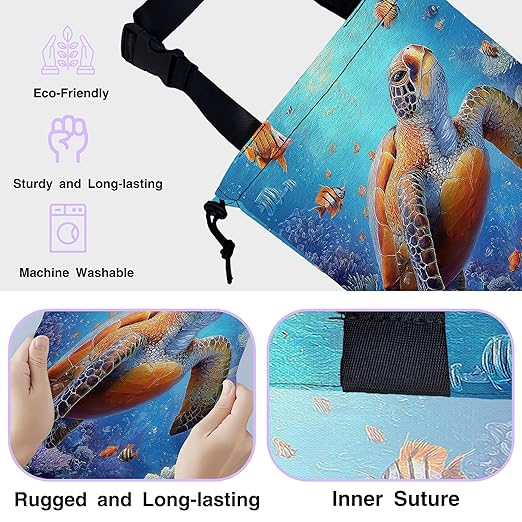 UUCBTAH Car Trash Bag Sea Turtles Car Garbage Bag Waterproof Car Trash Can for Back Seat with Adjustable Straps and Drawstring, Foldable Car Trash Bin for Car Accessories Vehicle Travelling Camping