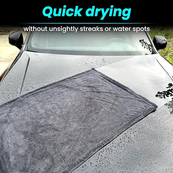 Mysticline 2 Pack 1300 GSM Car Drying Towel,Double-Sided Microfiber Towels for Cars(36" x 24"),Extra Large Ultra Absorbent,Without Residual Lint,Scratches or Water Spots