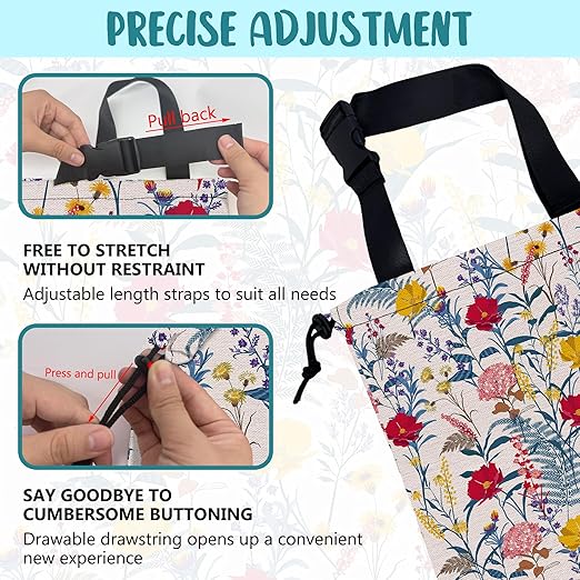 KXWQTRDD Car Garbage Bag Colorful Flowers and Leaves Drawstring Car Trash Bag Hanging for Back Seat with Adjustable Buckle Canvas Vehicle Trash Can Easy-to-Install