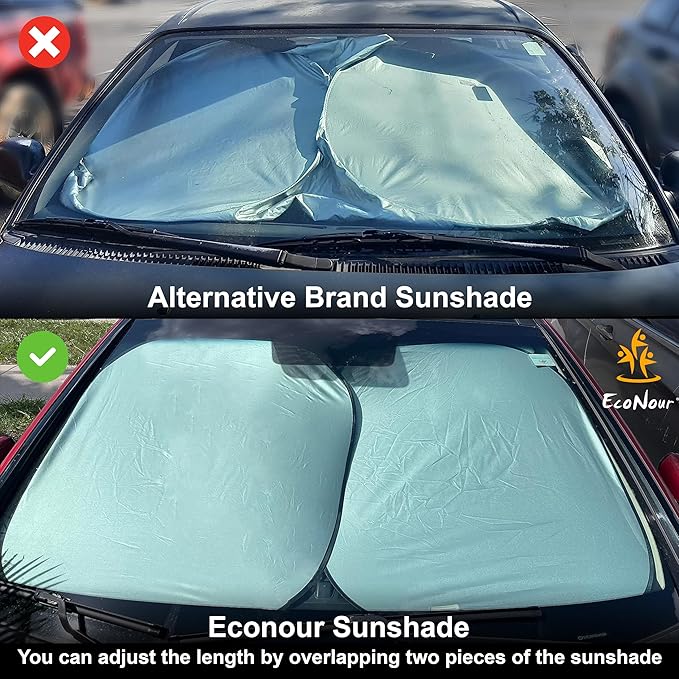 EcoNour Car Windshield Sun Shade Foldable | Front Windshield Shade for Sun, Heat and UV Rays | Sunshade for Car Front Window and Interior Sun Protection | M-(31 * 28 inches)