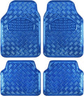 BDK Metallic Chrome Car Floor Mats All-Weather Universal Fit Automotive Floor Mats for Cars SUVs, Floor Mats for Trucks, Car Mats Full Set Front & Rear, Non-Slip Backing - Blue