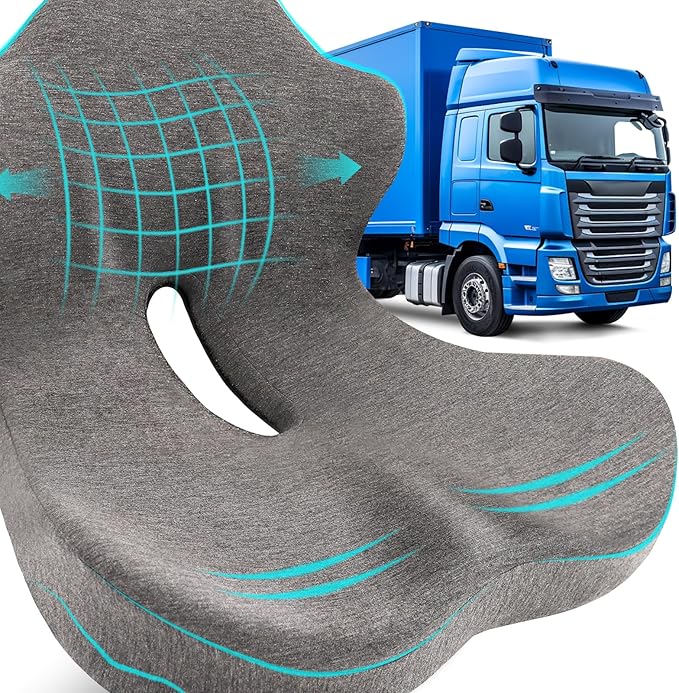 Seat Cushion, Memory Foam Truck Seat Cushion, L-Shaped Ergonomic Design Chair Cushion with Lumbar Support for Back Pressure Relief, for Long Sitting Office Worker