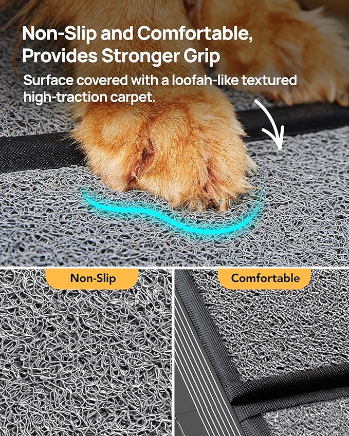 PetThem Upgraded Dog Ramp for Car 63" Long & 19.7" Wider Portable Dog Ramps for Large Dogs with Non-Slip Rug Surface for SUV Car & Truck, Up to 250LBS