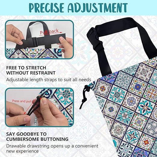 KXWQTRDD Car Garbage Bag Abstract Portuguese Tiles Drawstring Car Trash Bag Hanging for Back Seat with Adjustable Buckle Canvas Vehicle Trash Can Easy-to-Install
