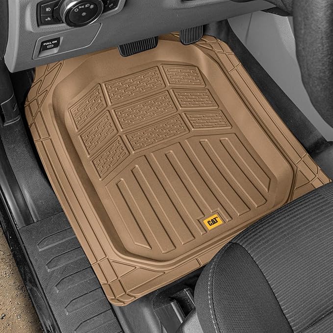 Cat® CAMT-9014 (4-Piece) Heavy Duty Deep Dish Rubber Floor Mats, Trim to Fit for Car Truck SUV & Van, All Weather Total Protection Durable Liners