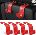 Amooca Car Seat Headrest Hook 4 Pack Hanger Universal Vehicle Car Storage Organizer for Handbag Purse Coat S Type Checkered Red