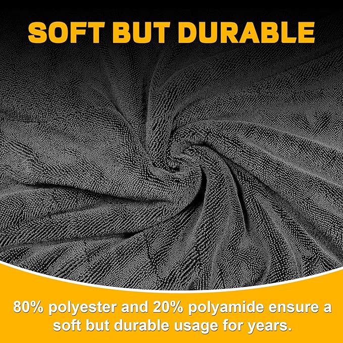 BIBOKLTIY 2-Pack Double Sided Car Drying Towel(28"x36"),1600 GSM Super Absorbent Microfiber Drying Towels for Cars,Streak-Free,Scratch-Free,No Water Spots,Machine Washable