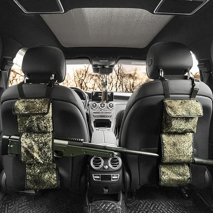 MYDAYS Seat Back Gun Rack, Gun Sling Bag, Camo Front Seat Gun Organizer Holder for Hunting Rifles/Shotguns