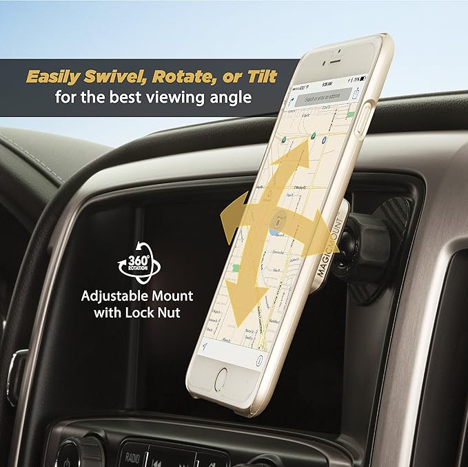 Scosche MPDRND-SP MagicMount Pro Magnetic Car Phone Holder - Strong Magnet Mount for iPhone and Android - Secure Magnetic Mount for Car Dashboard - Universal 360° Adjustable Mobile Cell Holder