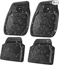 CAR PASS Shining Glitter Car Floor Mats 3D Leather Waterproof All Weather, Universal Trim to Fit & Anti-Slip, Safety & Light Easy Clean Install Fit for SUV,Truck,Auto,Sedan,Van 4 Piece (Black Glitter)