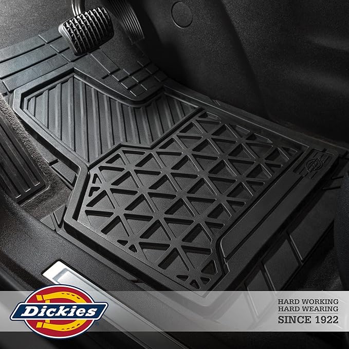 Dickies 3-Piece Black Adjustable-Runner Truck Floor Mats, Heavy-Duty Mats for Trucks — Black