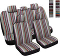 HAIYAOTIMES Baja Saddle Blanket Car Seat Covers Full Set with Seat Belt Pads, Washable Breathable Seat Covers for Cars, Universal Fit Interior Covers for Most Sedan Truck SUV, Airbag Compatible, Red