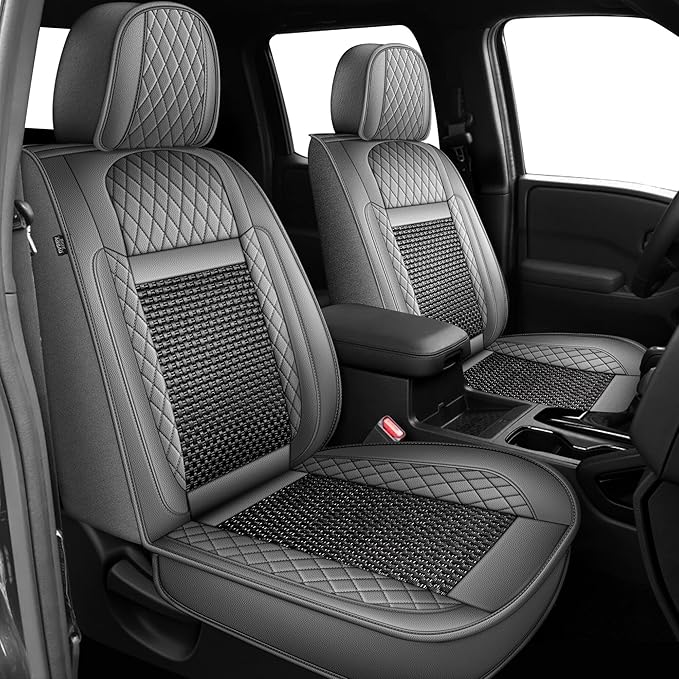 Ahsrnl Seat Covers Fit for Subaru Legacy 1995-2025 2026 Full Set Cooling Ice Silk Faux Leather Seat Covers Breathable Seat Cushion Protector（5 Seat,Black&Gray）