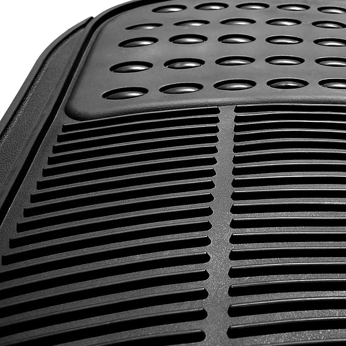 FH Group Automotive Floor Mats Solid ClimaProof for all weather protection Universal Fit Trimmable Heavy Duty fits most Cars, SUVs, and Trucks, 3pc Full Set Black