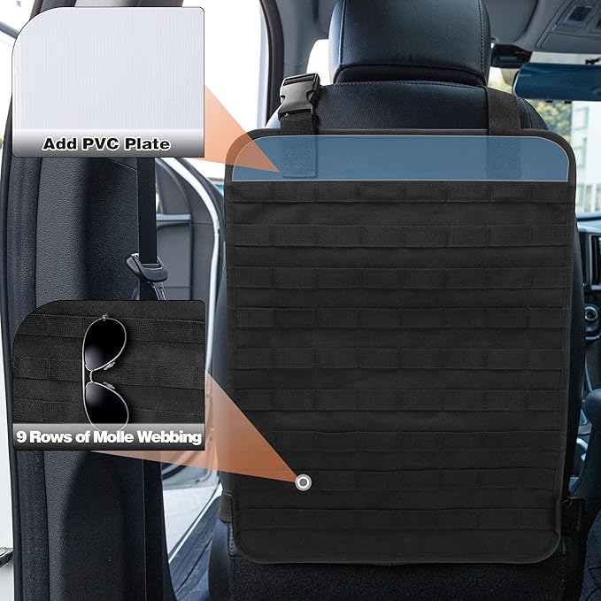 6 Pack Tactical Car Seat Back Organizer, Universal Vehicle Panel Storage Bag with 6 Detachable Molle Pouch Fits for Truck, Pickup, SUV, Bag Only