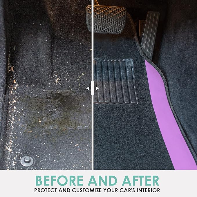 FH Group Automotive Floor Mats – Universal Fit Premium Carpet Car Mats with Driver Heel Pad, Full Set for Cars, SUVs & Trucks - Purple