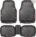 CAR PASS Bling Diamond Rubber Car Mats, Heavy Duty Deep Dish All-Weather Floor Mat Full Set Anti-Slip 3D Rhombus Waterproof Trim to Fit Liner Universal Glitter Sparkly Shining Rhinestone, 3 Pcs Red