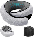 GongPath Travel Neck Pillow for Airplanes, 100% Memory Foam Neck Pillow for Sleeping, 360° Neck Support Pillow, Compact and Ergonomic Design for Travel, Car Rides, Airport (Light Grey)