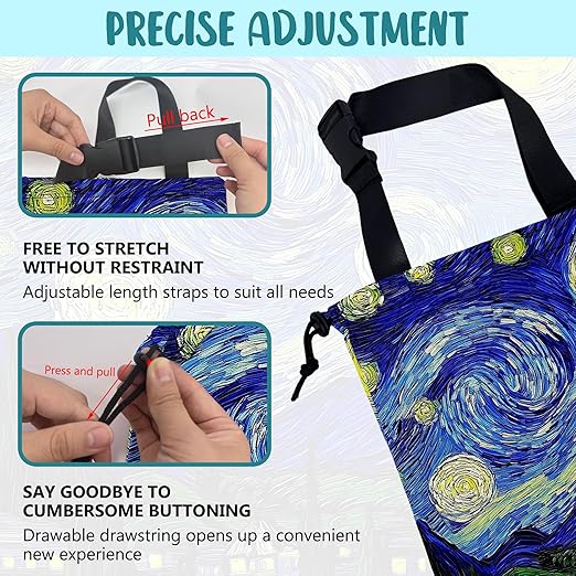 KXWQTRDD Car Trash Bag Abstract The Starry Night Leak-Proof Car Garbage Bag with Drawstring Foldable Canvas Trash Bin with Adjustable Buckle for Car Accessories