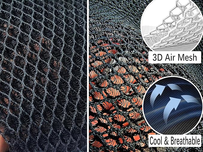 Summer Cool 3D Air Mesh Breathable Vented Car Seat Cushion Pad,Universal Auto Back Cooling Ventilated Seat Cover for Car SUV Truck Van Pickup for Driving Seat(Black, 1 Pack seat pad)