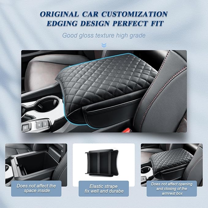 BIBIBO for 2026 Honda Passport Center Console Armrest Cover 2024 2025 2026 Honda Passport RTL/TrailSport Elite/TrailSport Arm Rest Cover 2026 Honda Passport Accessories 2026Passport (Black-Thick)