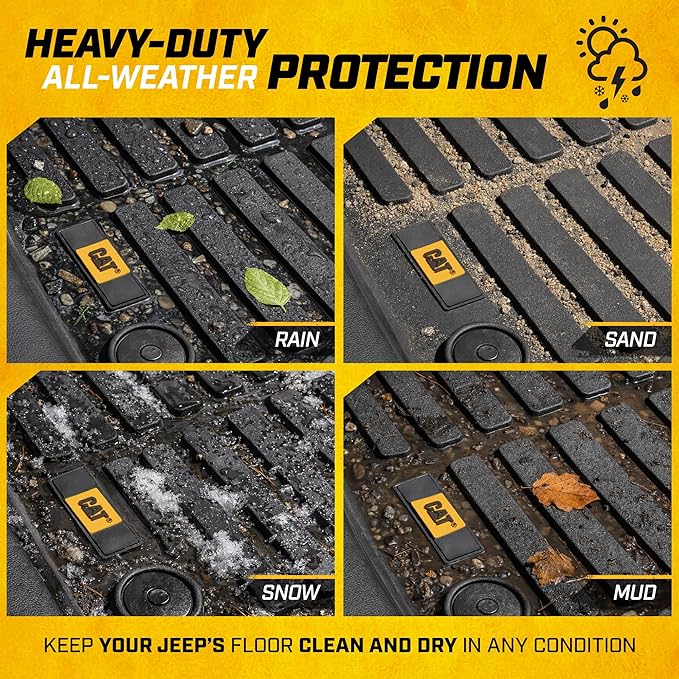 Cat® JustFit™ 3D Floor Mats for Jeep Gladiator (JL) 2020-2026, All Weather Custom Fit Jeep Gladiator Floor Liners with Extended Coverage Design, Car Floor Mats (Full Set Front & Rear)