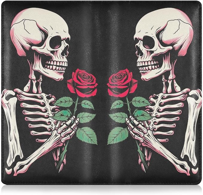 Gothic Skull Pink Rose Car Registration and Insurance Holder Vehicle Glove Box Organizer Car Accessories Wallet Case for Women Men 202a1364
