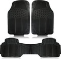 ZONETECH All Weather Rubber Car Interior Floor Mats 3-Piece Trimmable Waterproof Odorless Black Heavy Duty Universal Fit