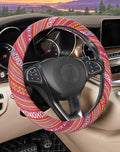 SEG Direct Boho Steering Wheel Cover with Baja Blanket Cloth, Ethnic Style Auto Wheel Cover Made of Coarse Flax, Fits 14 1/2-15 1/4 inches Car Wheel