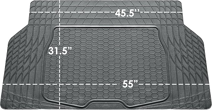FH Group Automotive Floor Mats - Heavy-Duty Rubber, All Weather Protection Universal Fit Full Set Floor Mats and Cargo Mat, Climaproof, Semi Custom Trimmable for Most Cars, Sedan, SUV, Truck, Gray