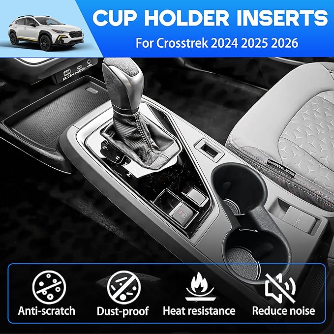 Cup Holder Insert & Wireless Charging Pad for Subaru Crosstrek/Impreza 2026 2025 2024 Accessories Center Console Cup Holder Wireless Charging Protective Mat Interior Decoration Black