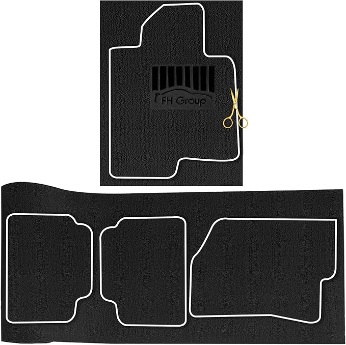 FH Group Car Floor Mats - DIY Ultra Waterproof Trimmable Non-Slip Vinyl Floor Mats, Solid Black