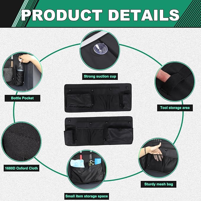 Car Seat Headrest Organizer Compatible with INEOS Grenadier 2020-2024, Waterproof PU Leather Seat Headrest Storage Bag Road Trip Essentials Auto Accessories