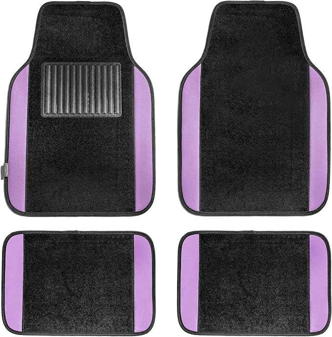 FH Group Automotive Floor Mats – Universal Fit Premium Carpet Car Mats with Driver Heel Pad, Full Set for Cars, SUVs & Trucks - Purple