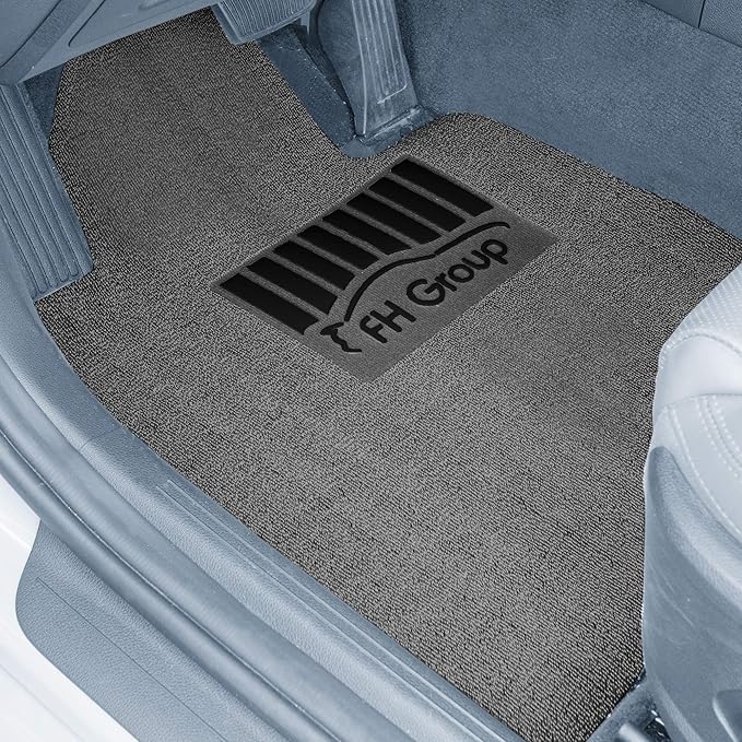 FH Group Car Floor Mats - All Weather Full Set of Gray Rubber Floor Mats for Cars, Ultra DIY Waterproof, Trimmable Automotive Floor Mats for Sedan, Van, SUVs and Truck Mats