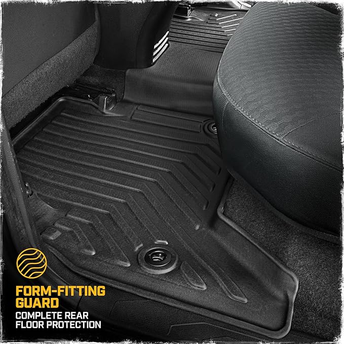 CAT® JustFit™ 3D All Weather Floor Mats for Toyota Tacoma 2016-2023, Custom Fit Heavy Duty Rubber Car Mats Full Set for Double Cab and Automatic Only, Tacoma SR/SR5/TRD/Limited/Trail Accessories