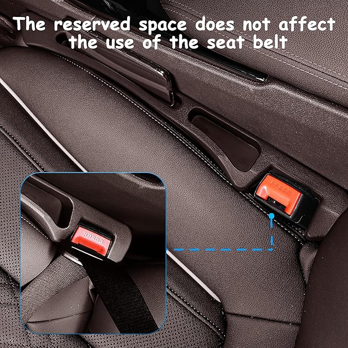 Car Seat Gap Filler Organizer with Dual Slots, 2 Pack Anti-Drop Storage Solution for Car SUV Truck - Prevents Phone, Keys, Wallet from Falling Between Seats (Brown)